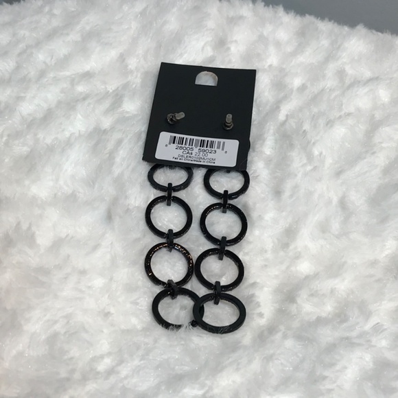 NWT Design Lab Lord & Taylor Circle Drop Earrings/Purple & Pink Rhinestones - Picture 5 of 9